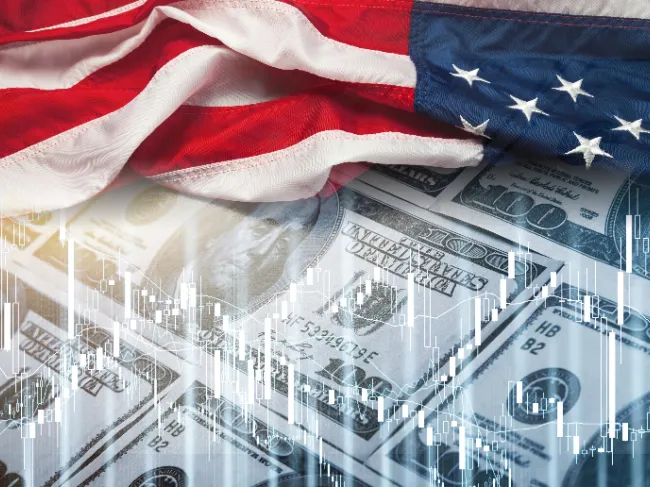 american flag with dollar bills